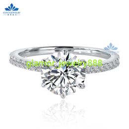 FANCY Wholesale VVS1 2ct d vvs2 925 Sterling Silver D Colour Round Moissanite Diamond Vintage Wedding Engagement Rings for Women