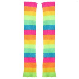 Women Socks Rainbow Knit Winter Crochet Long Boot Knitted Support Warm Cuffs For Sports Yoga Supplies