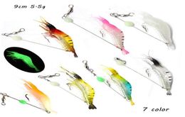 9cm 55g Luminous Shrimp Hook Soft Baits Lures Single Hooks 7 Colours Mixed Silicone Fishing Gear F102426772