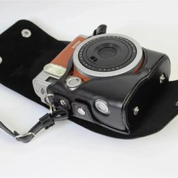 PU Leather Camera Bag Case For Fujifilm Fuji Instax Mini 90 Full Body Cover With Shoulder Strap