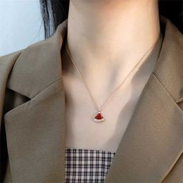 Midrange Charm and Brilliant Jewelry Bulgarly limited necklace Fashionable red diamond small skirt of female V-gold have Original logo