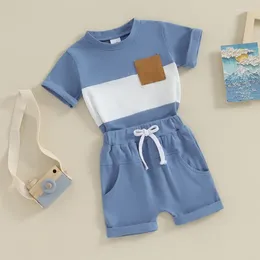 Clothing Sets Baby Boys Shorts Set Summer Clothes Short Sleeve Contrast Color T-shirt With Elastic Waist Outfit