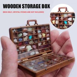Storage Bottles Wood Crystal Display Case Durable Stone Organiser Practical Gems Box Collection Boxes Jewellery Accessories