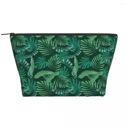 Storage Bags Green Palm Leaves Zip Organisers Tropical Leaf Print For Girl Makeup Bag Necessaries Large Capacity Cosmetic