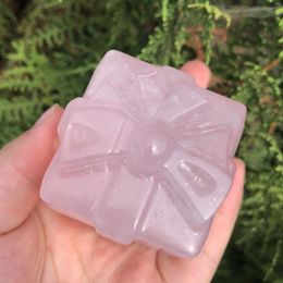 Decorative Figurines 1 Pcs Natural Beautiful Rose Quartz Gift Box Healing Carving For Christmas Present