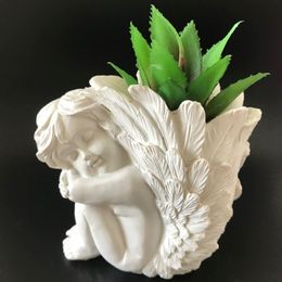 3D Angel Silicon Vase Mould Concrete Cement Planter Home Desk Decoration Resin Craft Silicone Flower Pot Molds 220601 288R