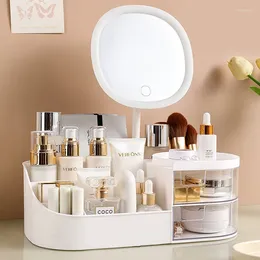 Makeup Brushes Cosmetic Storage Box With Large Capacity Desktop Dressing Table Mirror Skincare Products