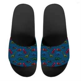 Slippers Women's Fashion Cartoon Dinosaur Pattern Soft Thick-soled Bathroom Indoor Men Shoes Non-slip Beach Sandals Flip Flops
