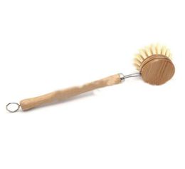 Natural Wooden Long Handle Pot Brush Kitchen Pan Dish Bowl Washing Cleaning Brush Household Cleaning Tools9803300