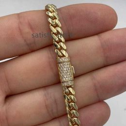 Custom 6mm 8mm 10k 14k Gold de ouro real Moissanite fivela cubana Chain Chain Bracelet Colares Fine Jewelry for Men Wome