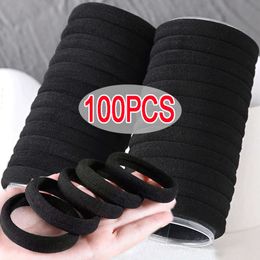 New High Elastic Basic Bands for Women Girls Black Hairband Rubber Ties Ponytail Holder Scrunchies Kids Hair Accessories L2405