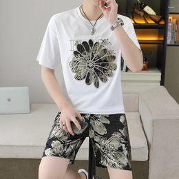 Men's Tracksuits Summer Men Clothing Tracksuit Sets Fashion Harajuku 2 Piece Set Casual Short Sleeve Print T Shirts Shorts