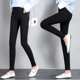 Casual Mid Waist Stretch Skinny Pants Women 2023 Summer White Pencil Pantalones Solid Colour Basic Capris Ankle Length Leggings