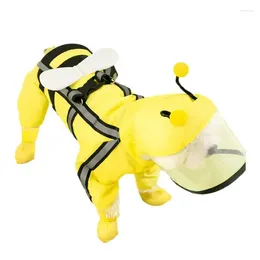 Dog Apparel Rain Coat Waterproof Dogs For Rainy Days Cartoon Jacket With Hood And Reflective Strips Machine Washable