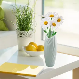 Vases Plastic Flower Vase Pot Basket White Green Pink Unbreakable Ceramic Look Home Living Room Decoration