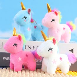 Factory wholesale price 4 color 12cm unicorn plush toy pendant cute pony doll key chain pendant for children