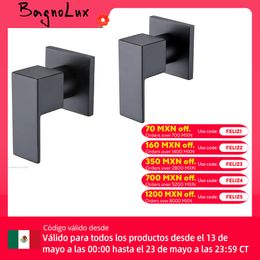 Wall Bathroom Faucet 1/4 Turn Bath Tub Solid Brass Black Tap Mixer Spout Factory Direct Modern Square Wels Hot &Cold Shower Set