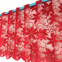 1pc Europe Red Lace Curtain Window Tulle Curtains For Living Room Kitchen Modern Window Treatments Voile Curtain Christmas Decor