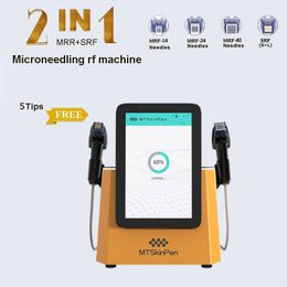 Fractional microneedle therapy system rf skin rejuvenation machine radio frequency micro needle acne remover spa equipment 2 handle