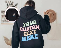 Hoodies masculinos seu texto personalizado aqui Pullover de letra Tops homens Mulheres Versão coreana de volta