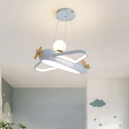 Chandeliers Creative Blue Airplane Lamps Childern's Room Chandelier Light Remote Control Dimming Optional Hanging Ceiling Lights Kid Bedroom