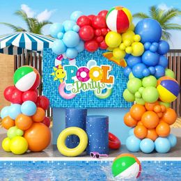 Party Decoration 128pcs Summer Pool Themed Balloon Wreath Arch Set Beach Hawaii Holiday Birthday Graduation