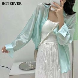 Women's Blouses BGTEEVER Casual Loose Single-breasted Female Shirts Spring Summer Fashion Lapel Full Sleeve Women Solid Ladies Tops