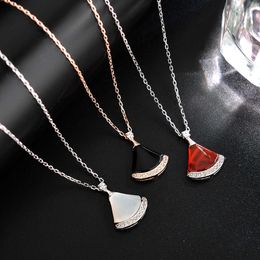 Midrange Charm and Brilliant Jewelry Bulgarly limited necklace New silver diamond skirt Necklace womens white red have Original logo