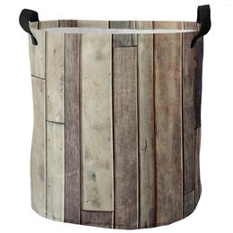 Laundry Bags Wood Planks Retro Texture Dirty Basket Foldable Waterproof Home Organiser Clothing Children Toy Storage