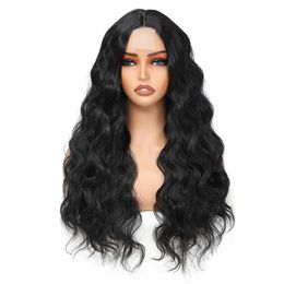 Fibre Wig Chemical With Small Lace On The Forehead And A Centre Split Headband, 784 26 Inch Snake Large Wavy Long Curly Hair Wigs A s