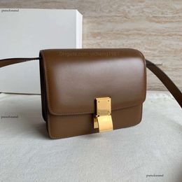 10A Mirror Quality Designer Bag Women Mini Pure 16.5cm Teen Polihed Cowhide Leather Shoulder Crobody Claic Box Khaki Bag Gratis frakt