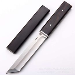Japanese samurai ebony tactical straight high quality D2 steel sharp hunting outdoor tool gift knife L2405