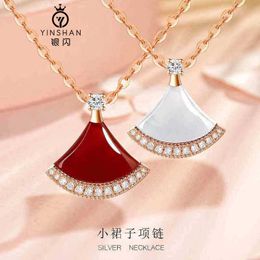 High cost performance Jewellery Bulgarly necklace silver small skirt fanshaped diamond for women white have Original logo