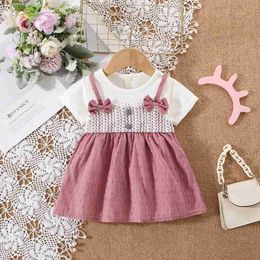 Girl's Dresses Girls Dresses Summer baby girl dress baby girl fake two pieces of pure white short slept two small bow strap dress WX5.23