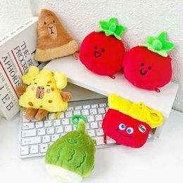 Purse Fashion Cute Cartoon Tomato Plush Coin Pouch Korean Portable Headphone Bag Wallet Kawaii Charm Bag Pendant Gifts Key Storage Bag Y240524