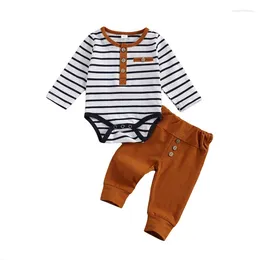 Clothing Sets 2pcs Born Baby Boy Clothes Long Sleeve Stripe Bodysuit Top Loose Trousers Infant Romper Cotton Kids Outfit