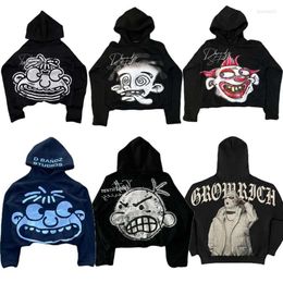 Fashion Mens Hoodies Y2K Harajuku Hoodie Mens Hip Hop Cartoon Graphic Print Black Oversized Pullover Goth designer Men Women Fashion Casual Loose Sweatshirt