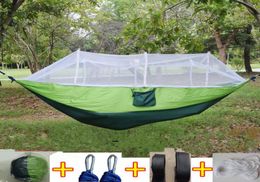 12 Colours 260140cm Portable Hammock With Mosquito Net Singleperson Hammock Hanging Bed Outdoor Gadgets SEA CCA6841 30pc9601792