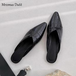 Casual Shoes Mrxmus Dutit 2024 Fashion Women Moroccan Style Summer Pointed Head Flats Slippers Solid Simple Slip-on Female