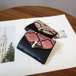 2020Designer new stitching snake pattern wallet small purse women short European and beautiful women wallet fashion three fold coin pur 298k