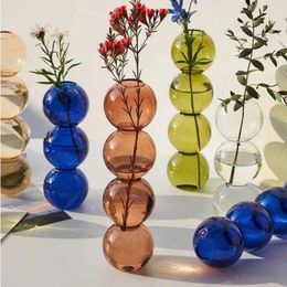 Vases Nordic Glass Vase Bubble Crystal Ball Hydroponic Terrarium Flower Arrangement Spherical Art Plant Pots Ornaments Potted Decor