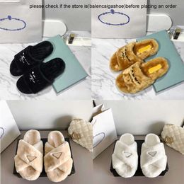 Pradsandals Women Pantoffers Slides Marke emaillierte Damen Sandalen 36-41 Luxuswolle weich warm