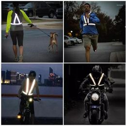 Motorcycle Apparel Reflective Straps Night Work Security Running Cycling Safety Vest High Visibility Jacket