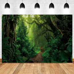 Tropical Forest Scenery Backdrop Photography Baby Shower Green Leaves Adventure Wedding Photo Photographic Room Decor Background