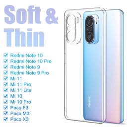 Ultra Thin Silicone Case For Xiaomi Mi 11 10 Ultra 10t Lite Redmi Note 10s 9s 9 9A 9C 9T Poco X3 F3 M3 F2 Pro Clear Soft Cover