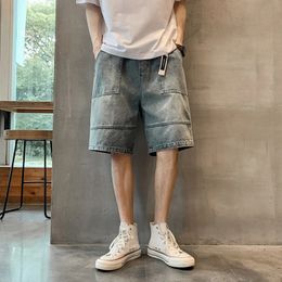 Mens Short Jeans Pants with Pockets Cargo Straight Big Size Male Denim Shorts Oversize Xxxl Korean Fashion Original Summer Y2k 240523