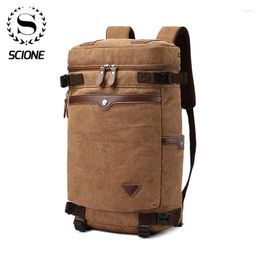 Backpack Scione Large Capacity Travel For Men Retro Waterproof Canvas Laptop Bagpack Men's Weekend Duffle Bags Big Male Rucksack