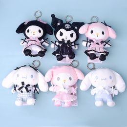 12 cm de nova empregada bela Kuromi My Melody Cinnamoroll Cat Kawali Plush Toys Plushie Keychain Doll de pelúcia para crianças Presente 167