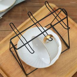 Mugs Metal Storage Rack Cup Stand Stainless Steel Coffee Holder Hanging Glass Shelf Black Plate