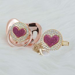 MIYOCAR luxurious bling 3D pink heart and pacifier clip BPA free New Born gift Photography no for daily use L2405